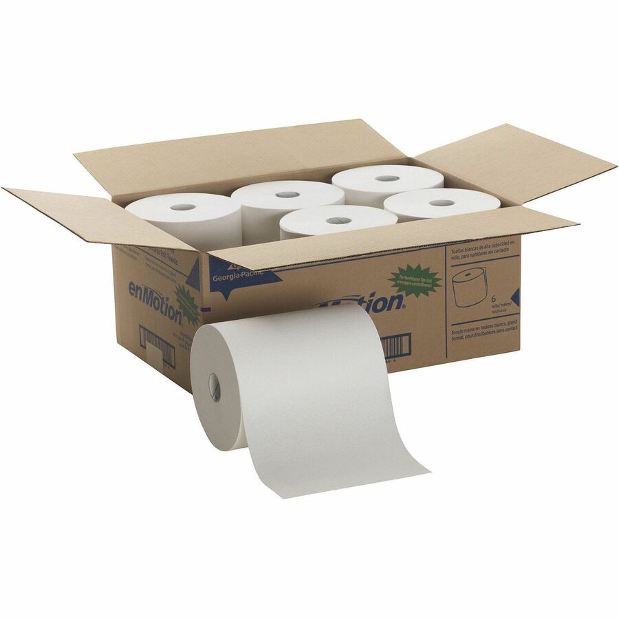 Image of enMotion 89460 High Capacity Roll Towel, 1 Ply, 10" W x 800 ft Length, 8" Roll Diameter, White, 6 / Carton