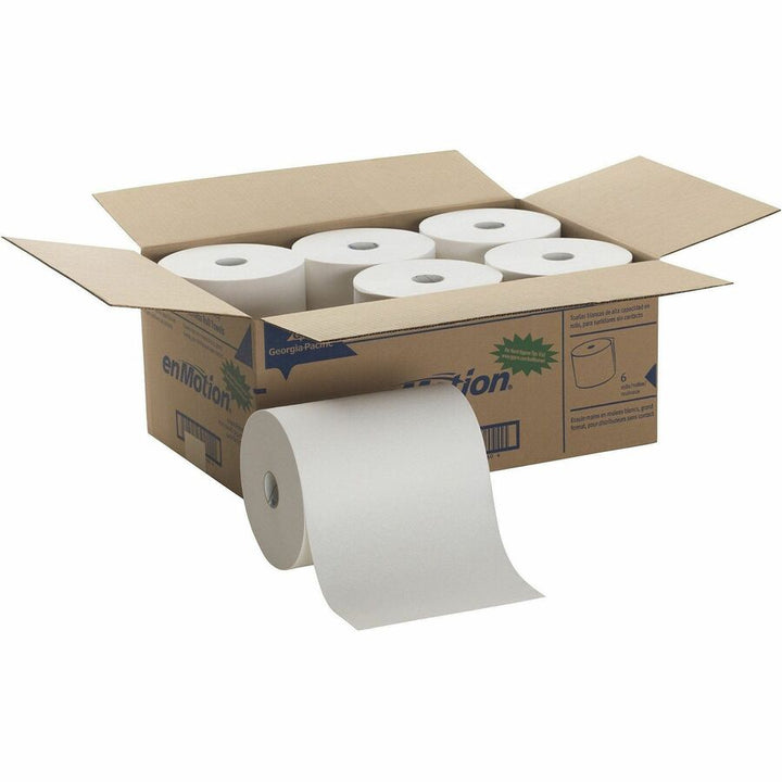 Image of enMotion 89460 High Capacity Roll Towel, 1 Ply, 10" W x 800 ft Length, 8" Roll Diameter, White, 6 / Carton
