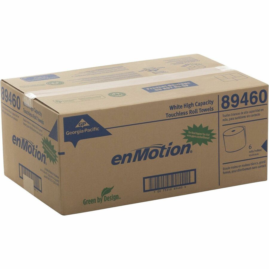 Image of enMotion 89460 High Capacity Roll Towel, 1 Ply, 10" W x 800 ft Length, 8" Roll Diameter, White, 6 / Carton