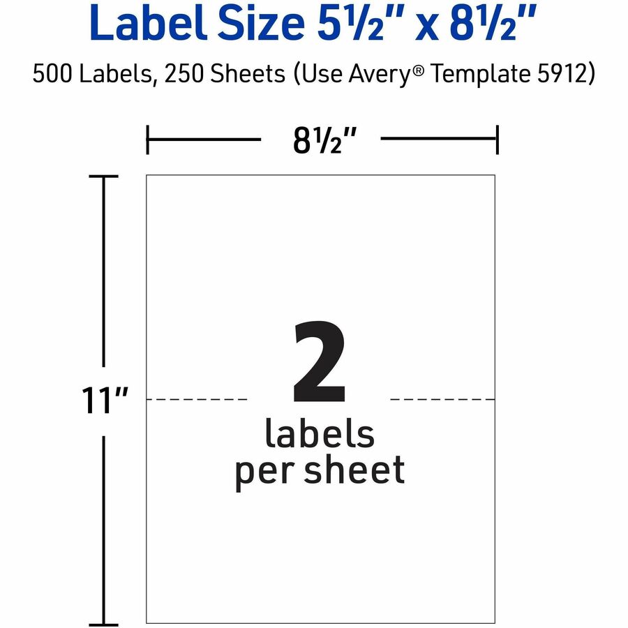 Image of Avery® Shipping Labels W/ Trueblock Technology, Laser Printers, 5.5 X 8.5, White, 2/sheet, 250 Sheets/box