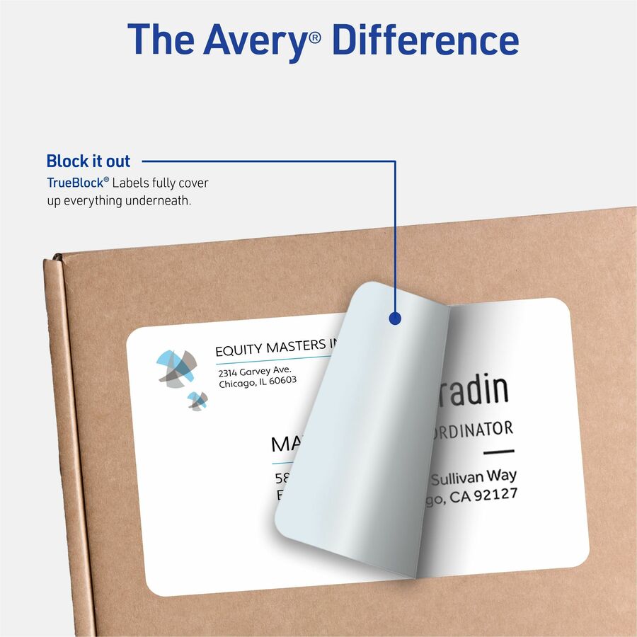 Image of Avery® Shipping Labels W/ Trueblock Technology, Laser Printers, 5.5 X 8.5, White, 2/sheet, 250 Sheets/box