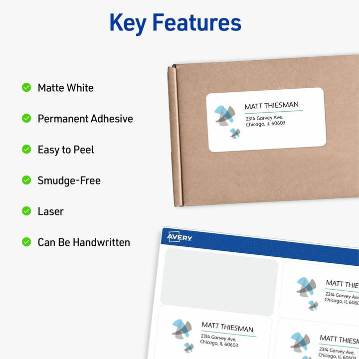 Image of Avery® Shipping Labels W/ Trueblock Technology, Laser Printers, 5.5 X 8.5, White, 2/sheet, 250 Sheets/box