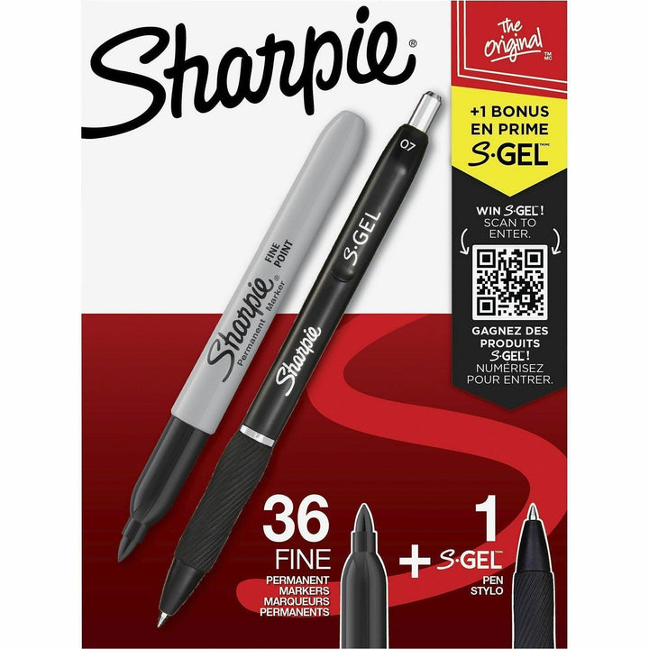 Image of Sharpie 1884739 Permanent Marker, Black Ink, Black Barrel, 36 / Box