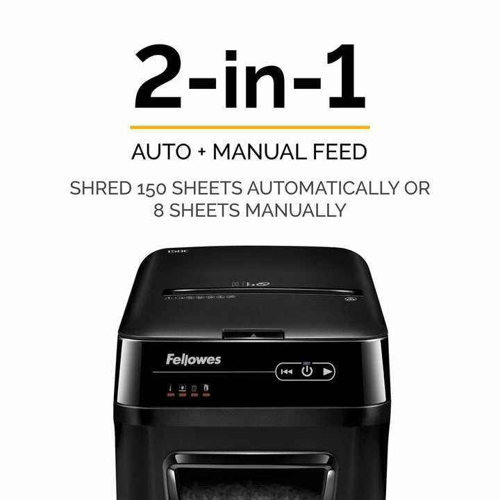 Image of Fellowes® Automax 150c Auto Feed Cross-Cut Shredder, 150 Auto/8 Manual Sheet Capacity