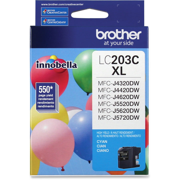 Image of Brother Innobella LC203C LC203 High-yield Ink Cartridges, 550 Pages, 1 Each