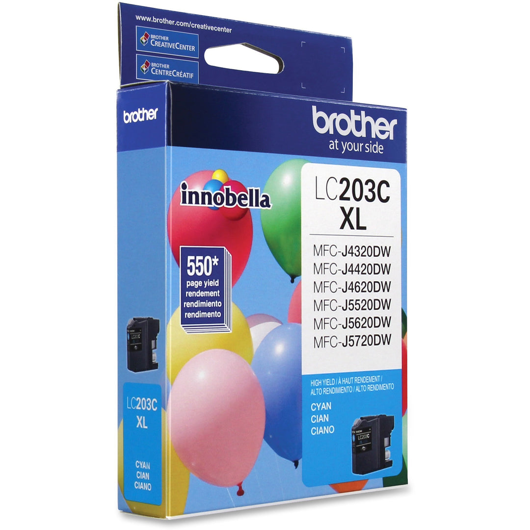 Image of Brother Innobella LC203C LC203 High-yield Ink Cartridges, 550 Pages, 1 Each