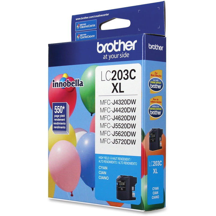 Image of Brother Innobella LC203C LC203 High-yield Ink Cartridges, 550 Pages, 1 Each