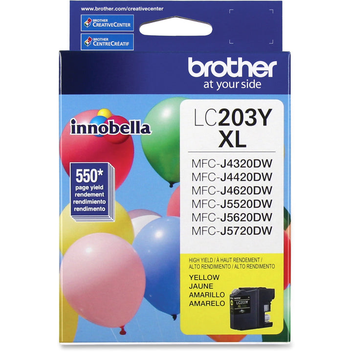 Image of Brother Innobella LC203Y LC203 High-yield Ink Cartridges, 550 Pages, 1 Each