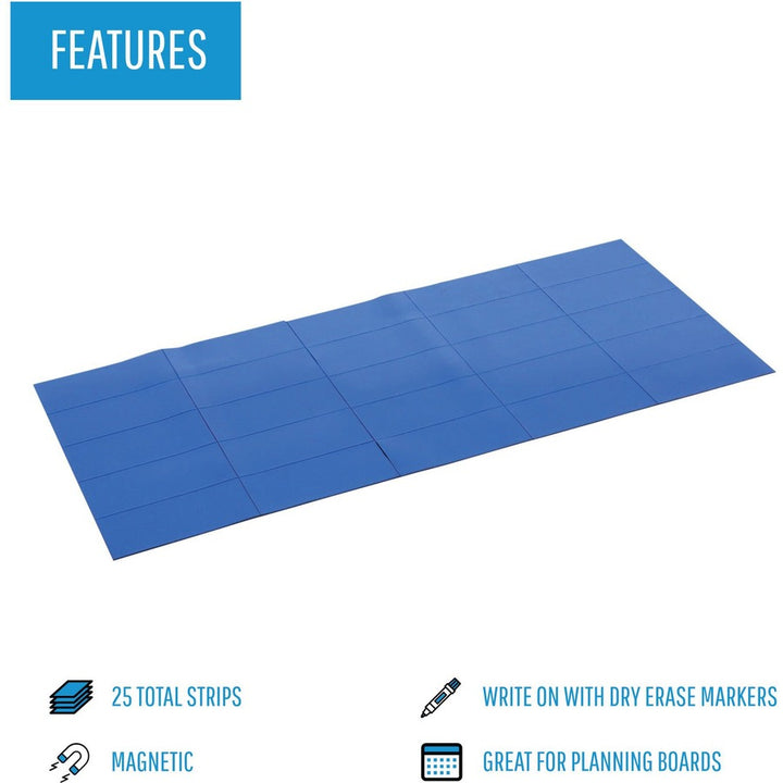 Image of Bi-silque Magnetic Dry Erase Strips, 7/8"x2", 25/PK, Blue