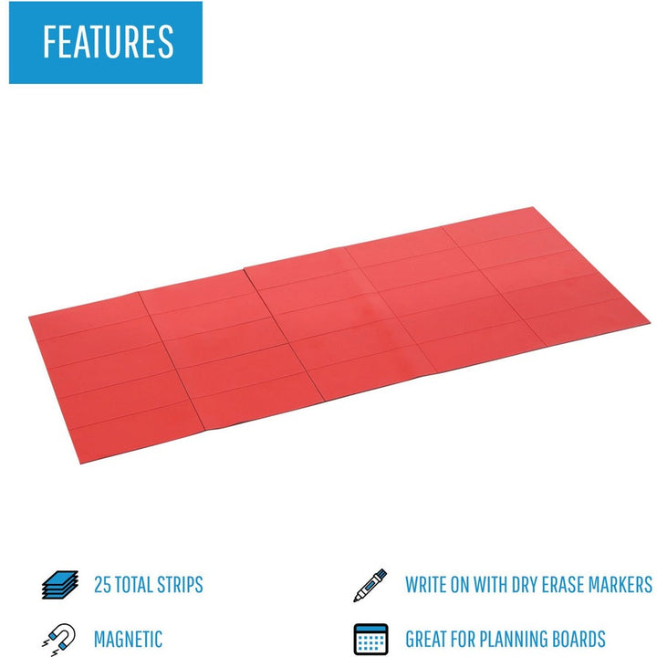 Image of Bi-silque Magnetic Dry Erase Strips, 7/8"x2", 25/PK, Red