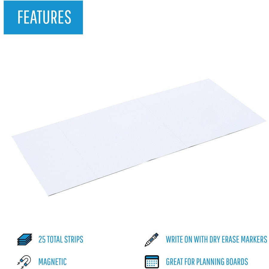 Image of Bi-silque Magnetic Dry Erase Strips, 7/8"x2", 25/PK, White