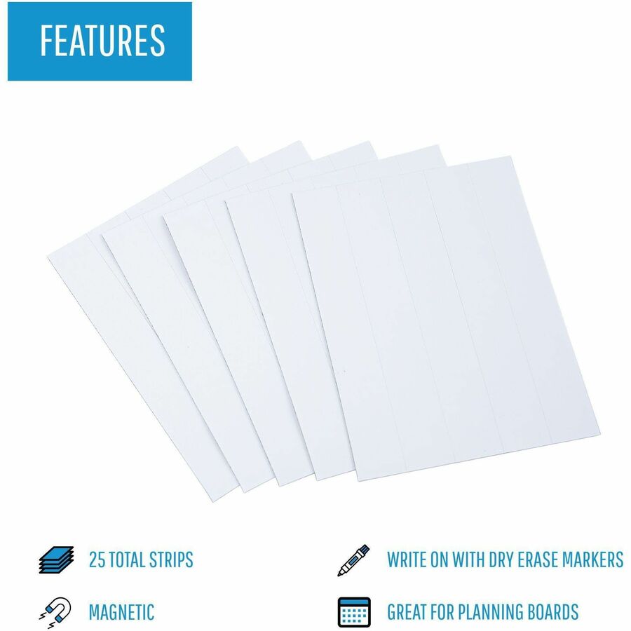 Image of Bi-silque Dry-Erase Strips, Magnetic, 7/8"x6", 25/PK, White