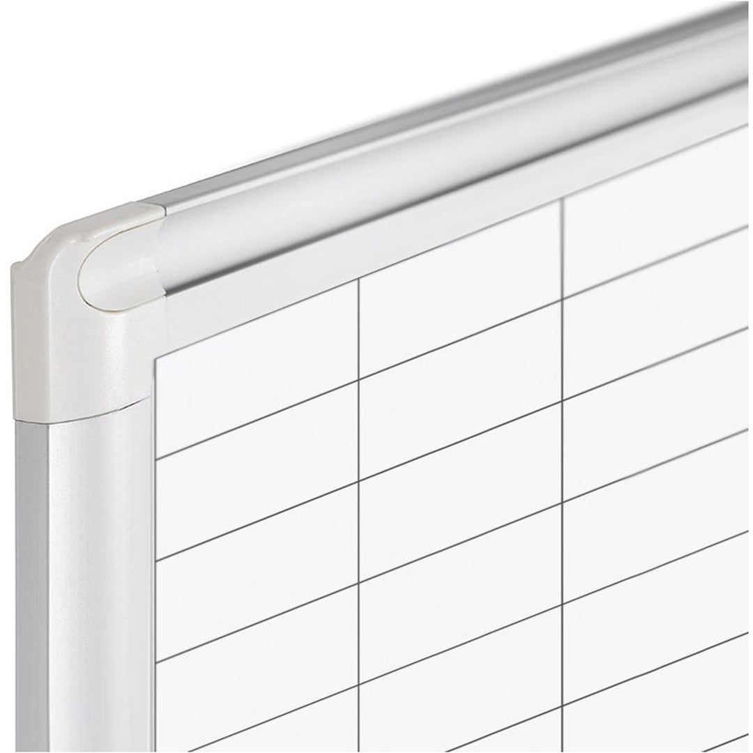 Image of MasterVision® Gridded Magnetic Steel Dry Erase Project Planning Board, w/Accs, 1" x 2" Cell, 48" x 36", White Surface, Satin Aluminum Frame