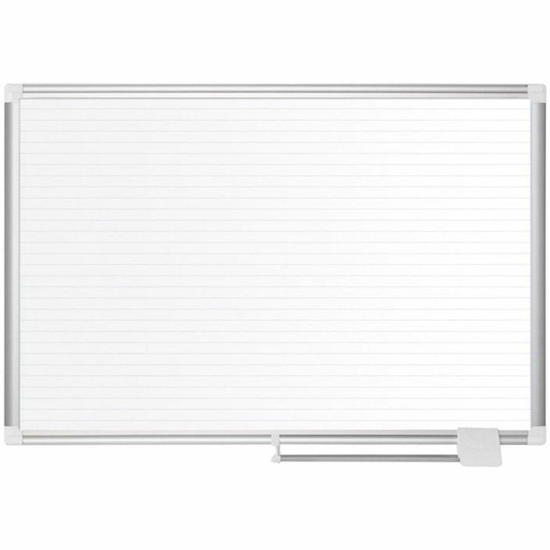 Image of MasterVision® Ruled Magnetic Steel Dry Erase Planning Board, 48" x 36", White Surface, Satin Aluminum Frame