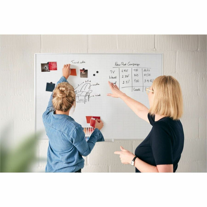 Image of MasterVision® Ruled Magnetic Steel Dry Erase Planning Board, 48" x 36", White Surface, Satin Aluminum Frame