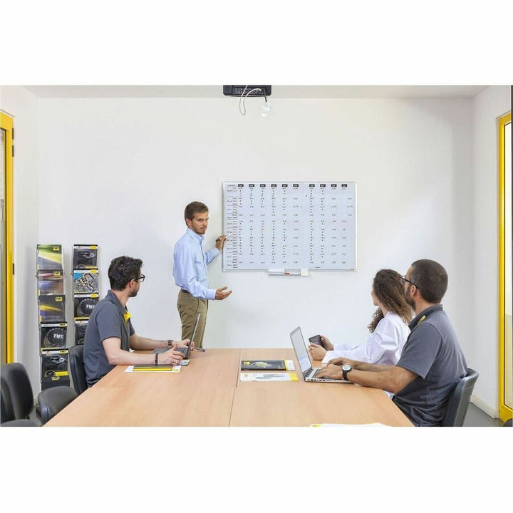 Image of MasterVision® Ruled Magnetic Steel Dry Erase Planning Board, 48" x 36", White Surface, Satin Aluminum Frame