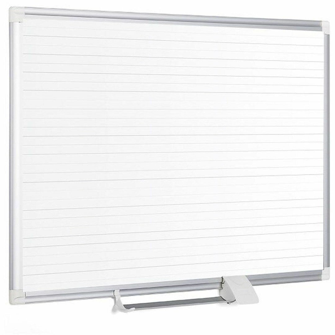 Image of MasterVision® Ruled Magnetic Steel Dry Erase Planning Board, 48" x 36", White Surface, Satin Aluminum Frame