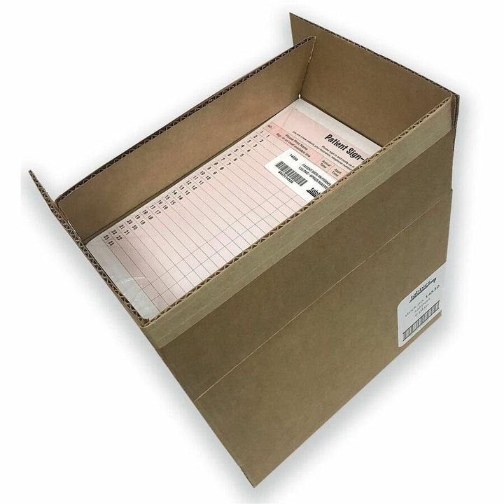 Image of Tabbies® Patient Sign-In Label Forms, Two-Part Carbon, 8.5 x 11.63, Salmon Sheets, 125 Forms Total