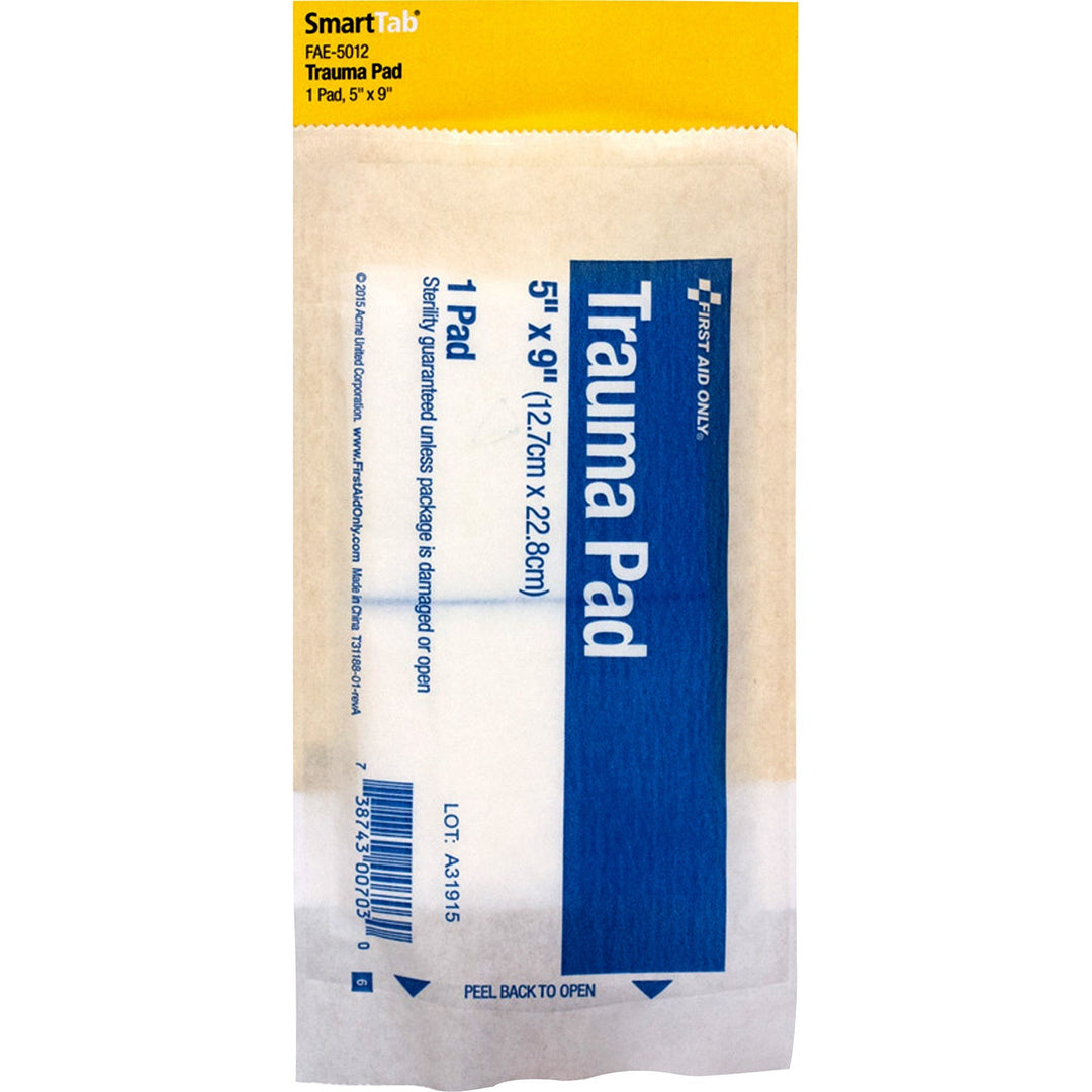Image of First Aid Only FAE5012 9" Trauma Pad,, 5" W x 9" Length, White, 1 Pack
