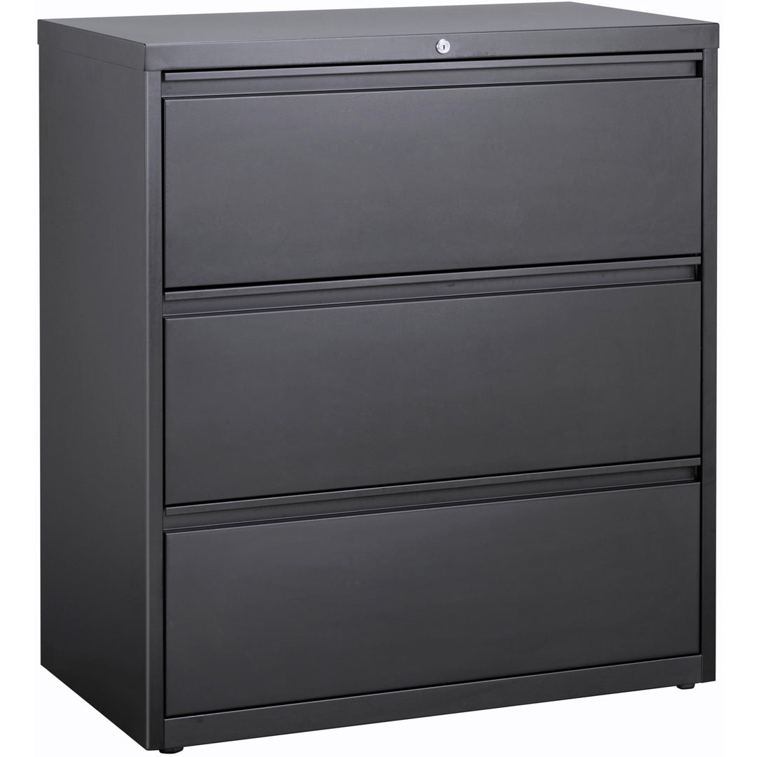 Image of Lorell Lateral File, 3-Drawer, 36"x18-5/8"x40-1/8", Charcoal