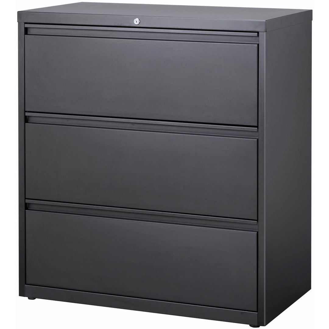 Image of Lorell Lateral File, 3-Drawer, 36"x18-5/8"x40-1/8", Charcoal