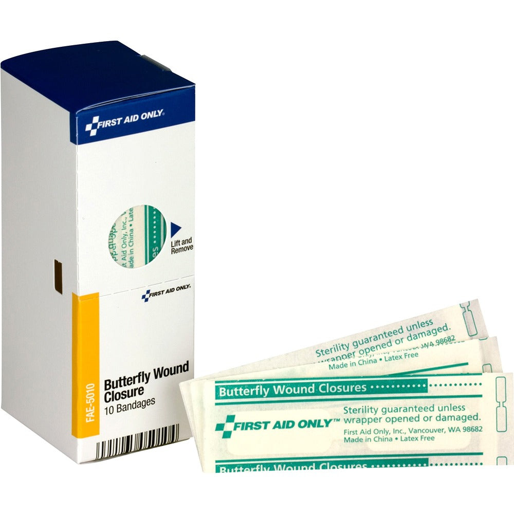 Image of First Aid Only Butterfly Closure Wound Bandages, 10/BX, White