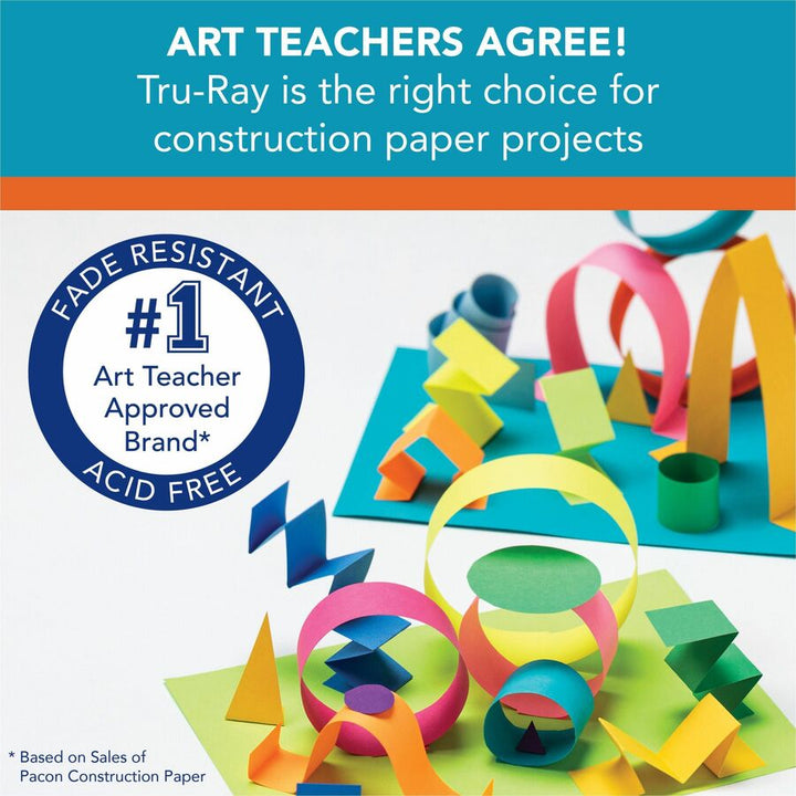 Image of Tru-Ray 102947 Construction Paper, Project, Bulletin Board, 12" W x 9" Length, Warm Assorted, Paper, 50 / Pack