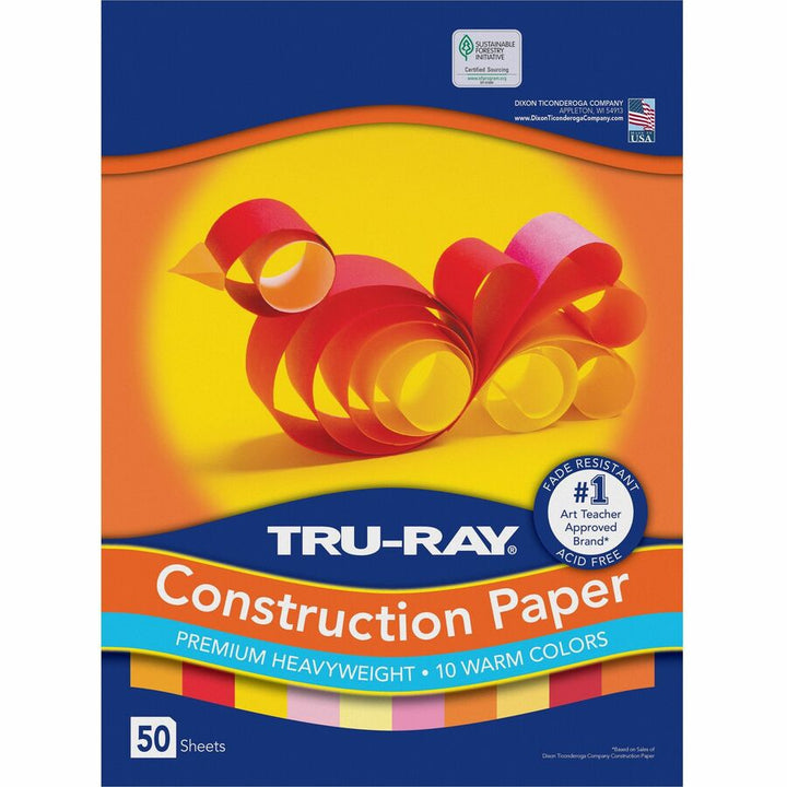 Image of Tru-Ray 102947 Construction Paper, Project, Bulletin Board, 12" W x 9" Length, Warm Assorted, Paper, 50 / Pack