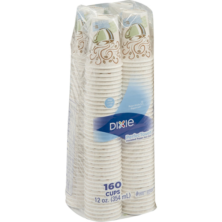 Image of Dixie 5342CDSBP PerfecTouch 12 oz Insulated Paper Hot Coffee Cups by GP Pro, 12 fl oz, Assorted, Paper, Coffee, Hot Drink, 160 / Pack