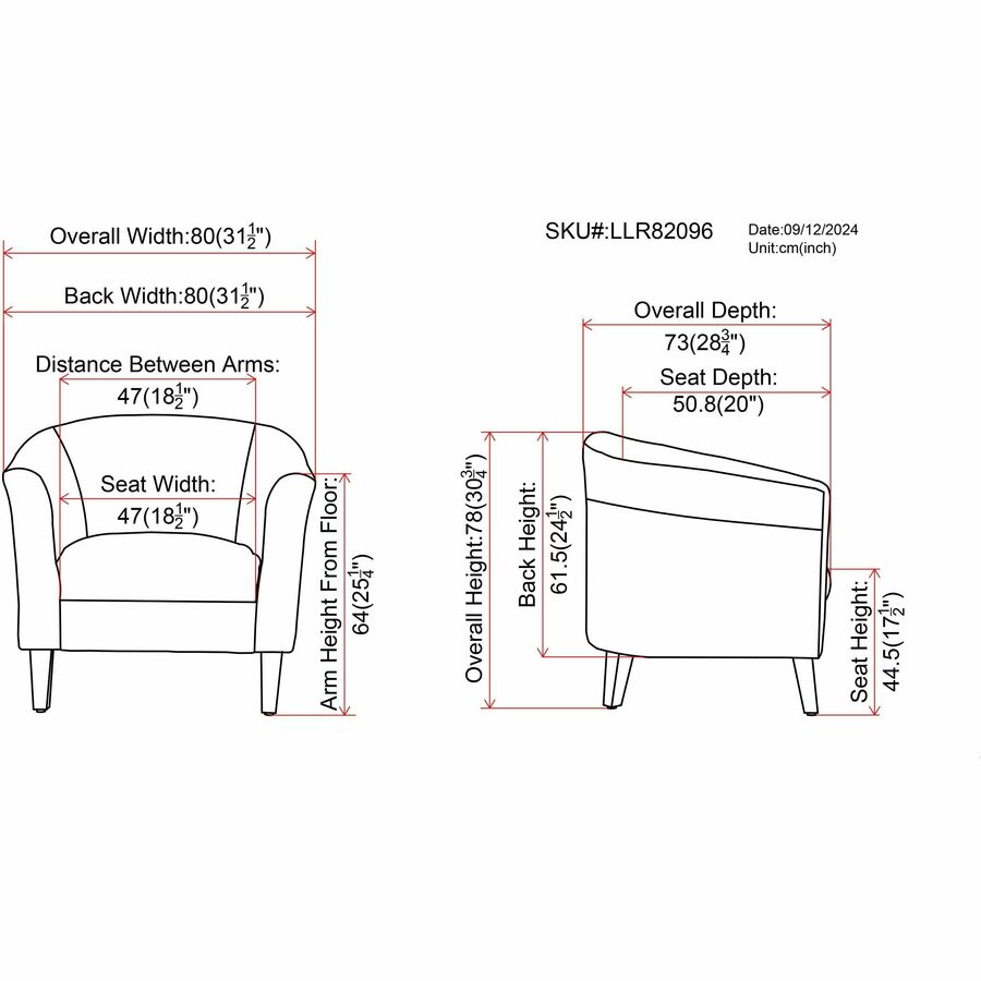 Image of Lorell Chair, Barrel Shape, 31-1/2"x28-3/4"x30-3/4", Black
