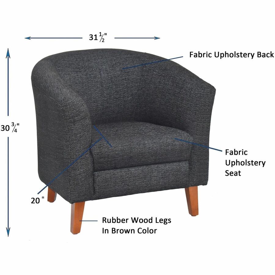 Image of Lorell Chair, Barrel Shape, 31-1/2"x28-3/4"x30-3/4", Black