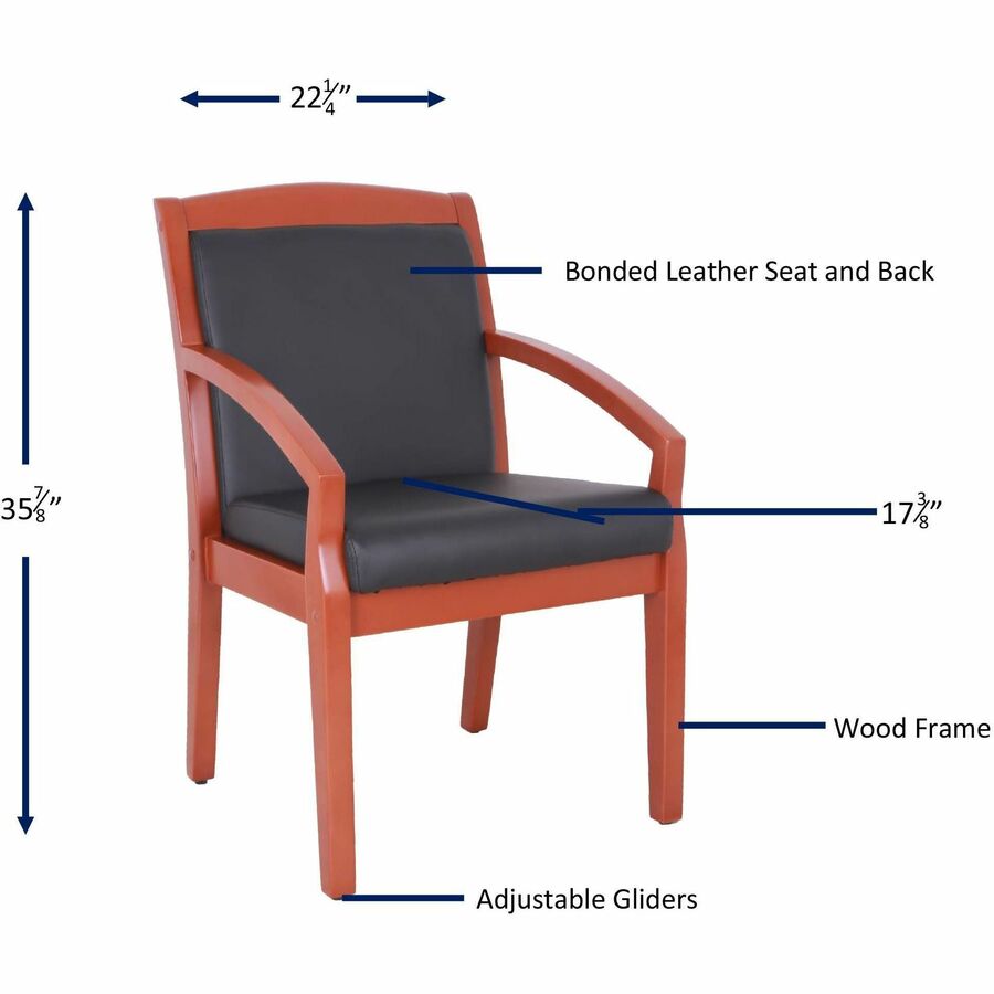 Image of Lorell Guest Chair, Wood, 23-1/4"x24-3/8"x35.88", Black/Cherry