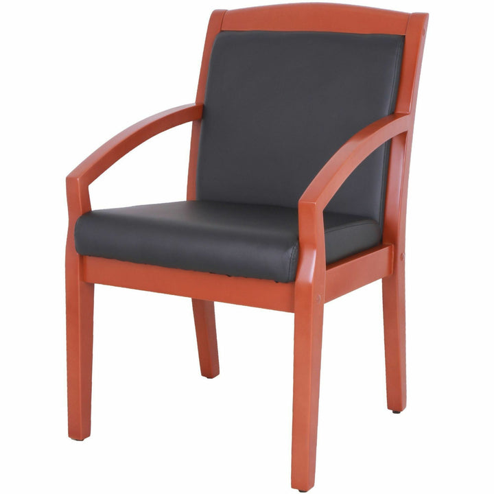 Image of Lorell Guest Chair, Wood, 23-1/4"x24-3/8"x35.88", Black/Cherry