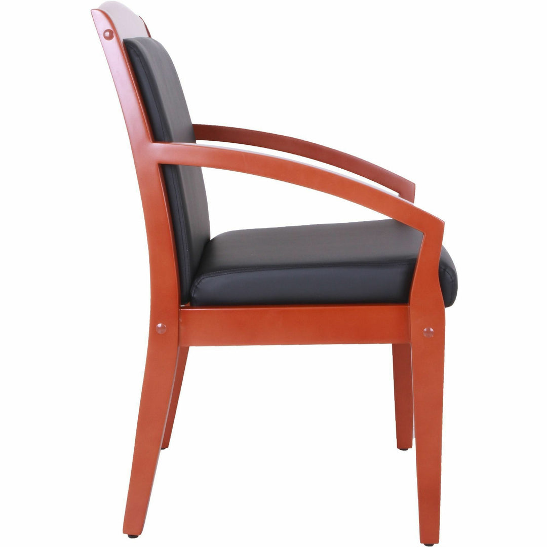 Image of Lorell Guest Chair, Wood, 23-1/4"x24-3/8"x35.88", Black/Cherry