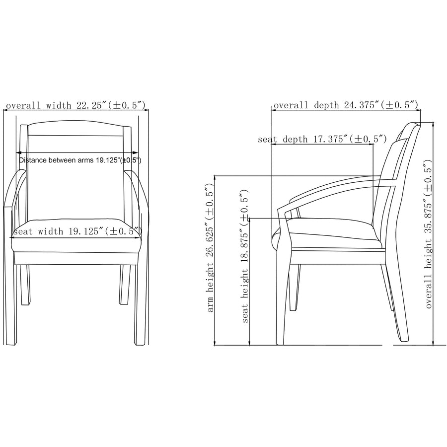 Image of Lorell Guest Chair, Wood, 23-1/4"x24-3/8"x35.88", Black/Espresso