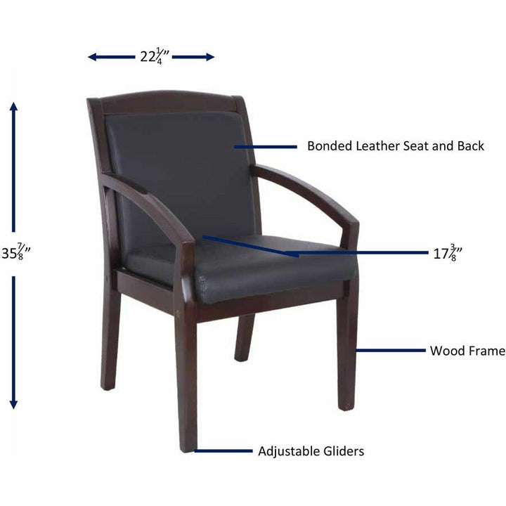 Image of Lorell Guest Chair, Wood, 23-1/4"x24-3/8"x35.88", Black/Espresso