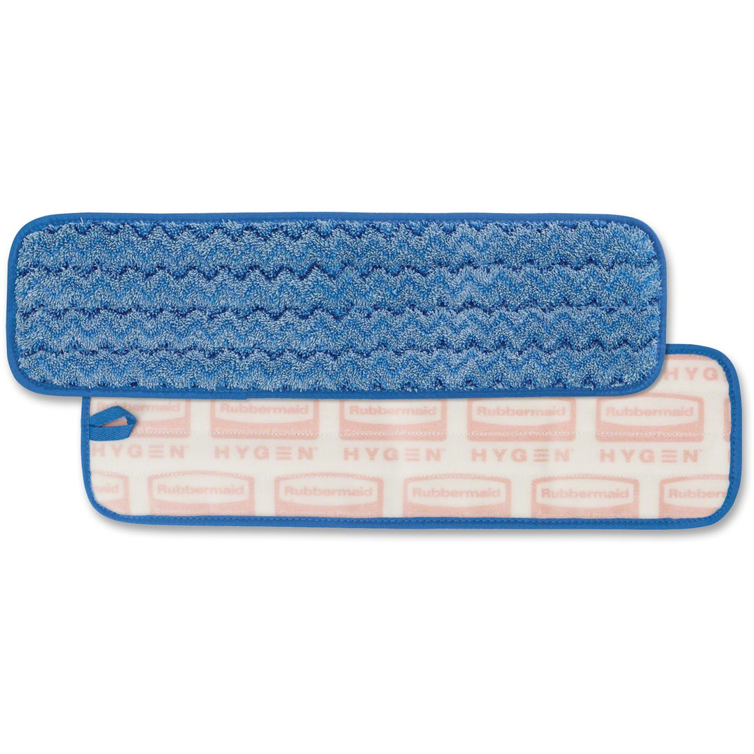 Image of Rubbermaid Commercial Q410 Hygen 18" Microfiber Wet Pad, 5.2" W x 18" Length, Durable, MicroFiber, Blue, 1 Each