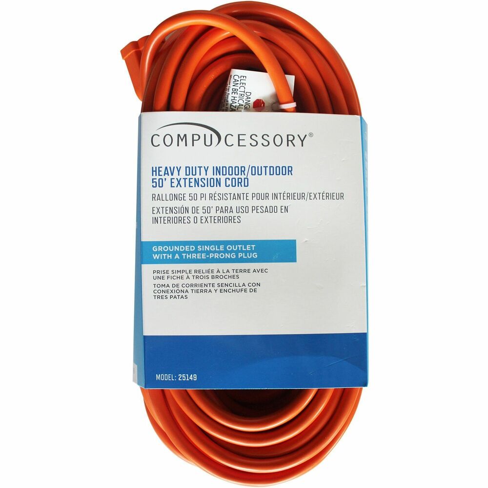 Image of Compucessory Heavy Duty Extension Cord 50', Orange