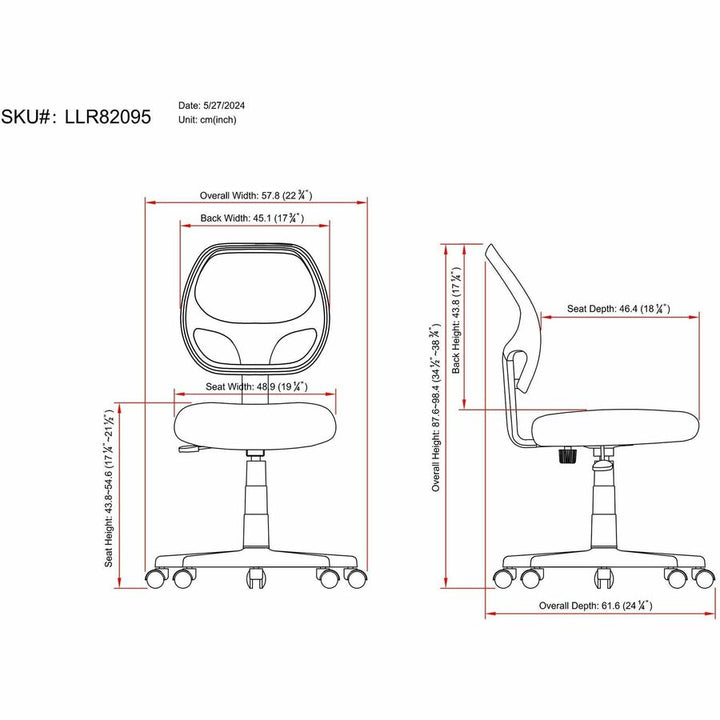 Image of Lorell Multi Task Chair, 23-1/4"x25-1/2"x39", Black