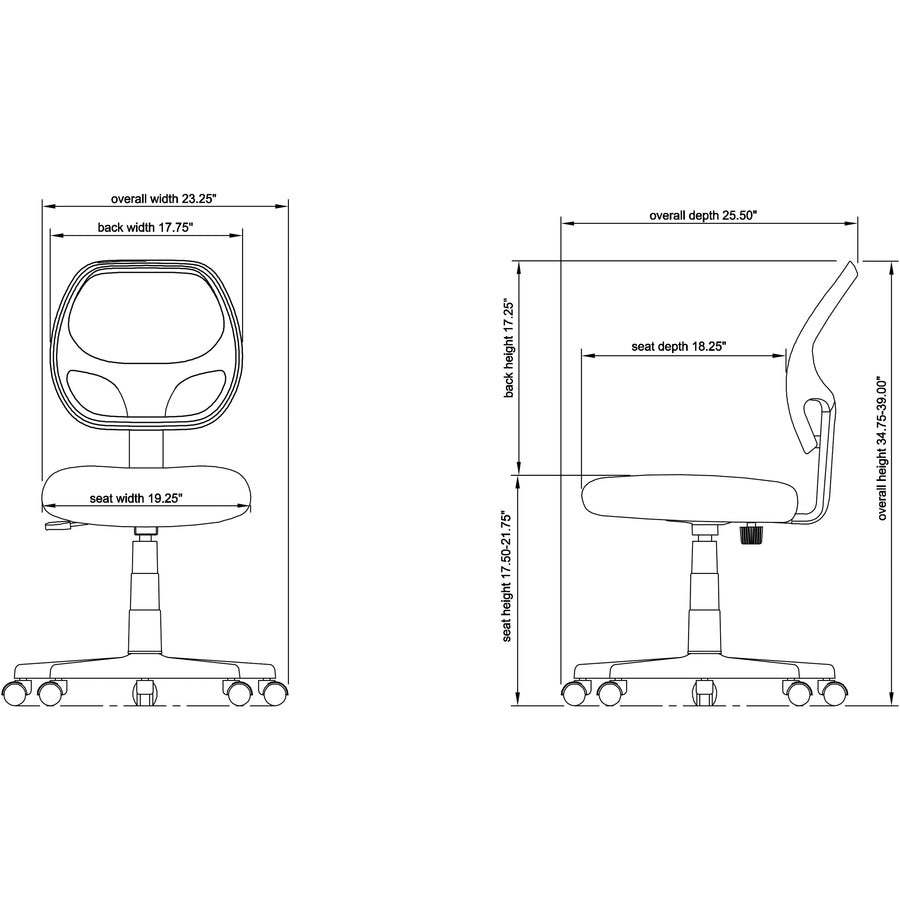 Image of Lorell Multi Task Chair, 23-1/4"x25-1/2"x39", Black