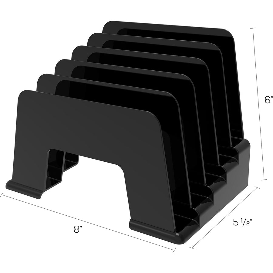 Image of deflecto® Small Inclined File Sorter, 5 Compartment, Black
