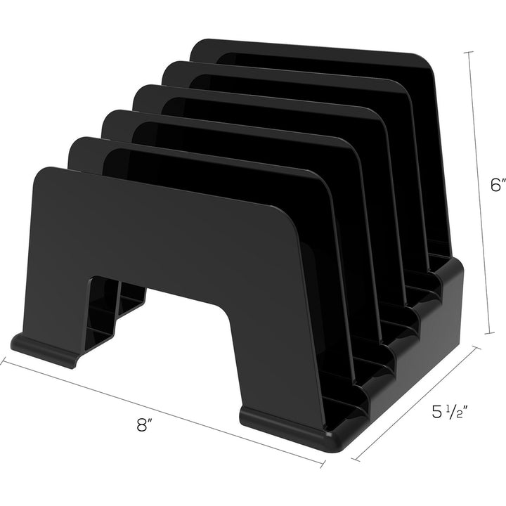Image of deflecto® Small Inclined File Sorter, 5 Compartment, Black
