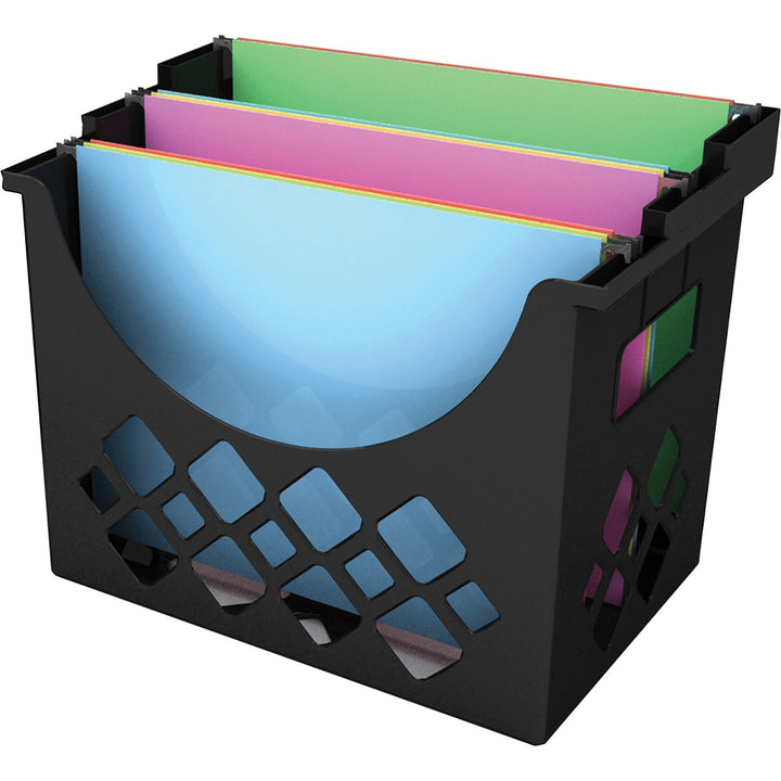 Image of deflecto® Hanging File Holder, 3 Compartments, 9.6"x8.5"x13.25", Black