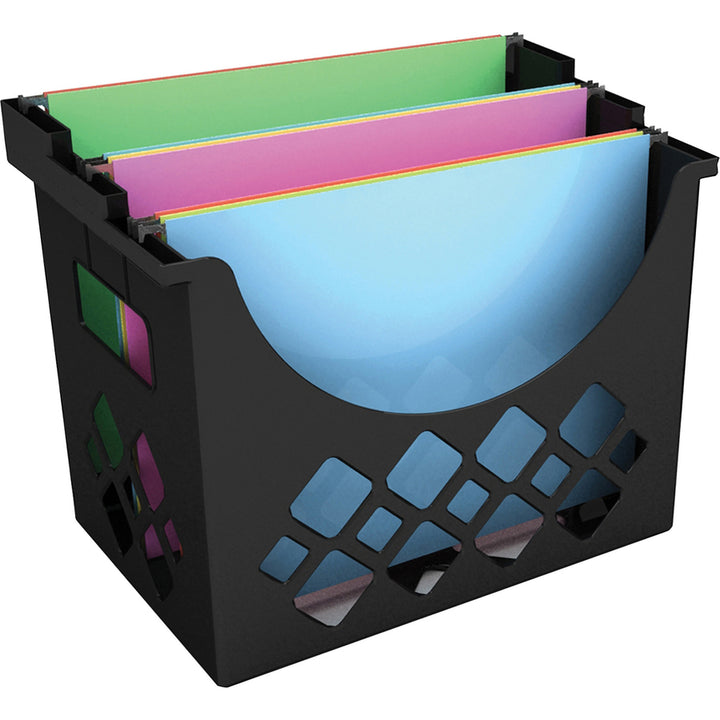 Image of deflecto® Hanging File Holder, 3 Compartments, 9.6"x8.5"x13.25", Black
