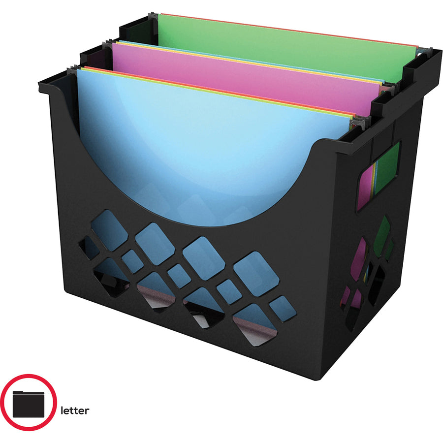 Image of deflecto® Hanging File Holder, 3 Compartments, 9.6"x8.5"x13.25", Black