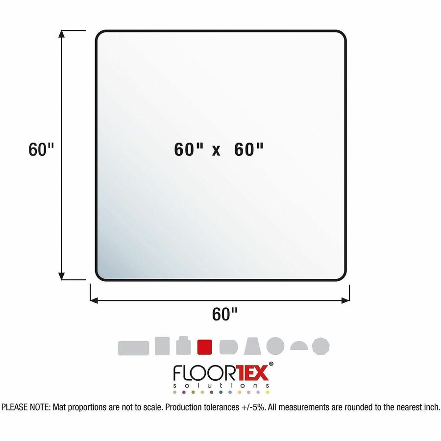 Image of Floortex® Cleartex Ultimat XXL Polycarbonate Square General Office Mat for Carpets, 60 x 60, Clear