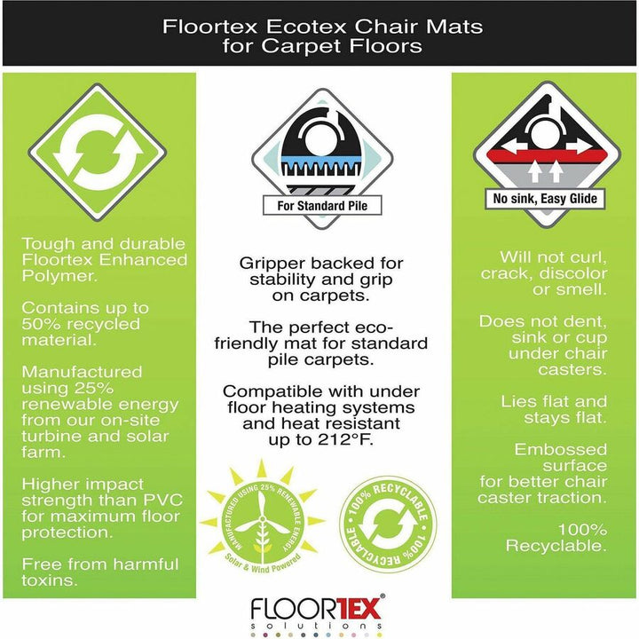 Image of Floortex® Eco-friendly Chairmat, Rectangle, 48"x60", Clear