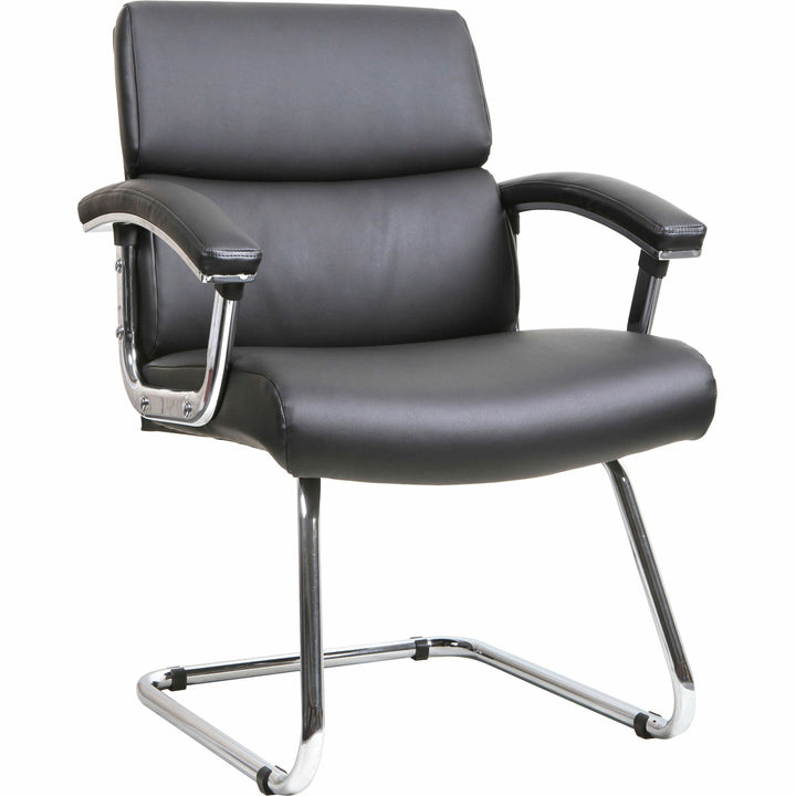 Image of Lorell Guest Chair, 35-3/8"x26-1/8"x35", Leather/Black