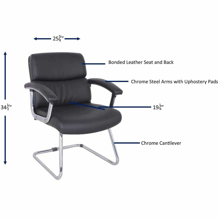 Image of Lorell Guest Chair, 35-3/8"x26-1/8"x35", Leather/Black