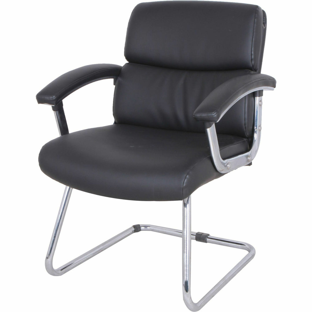 Image of Lorell Guest Chair, 35-3/8"x26-1/8"x35", Leather/Black
